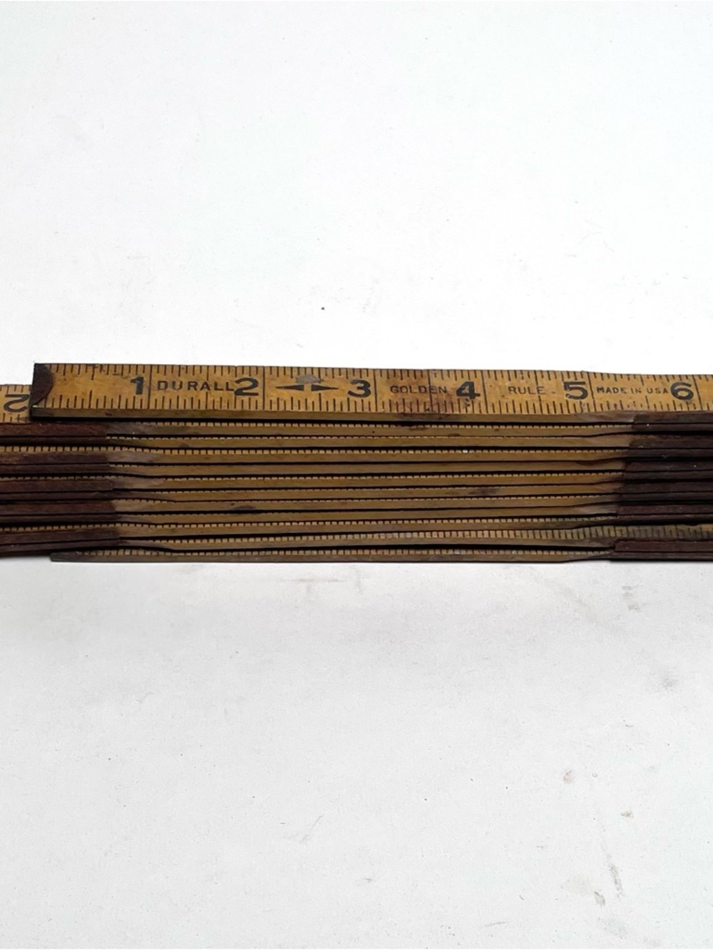 Vintage Durall 72" Golden Rule Folding Carpenter's Ruler Wood 6 Ft made in USA